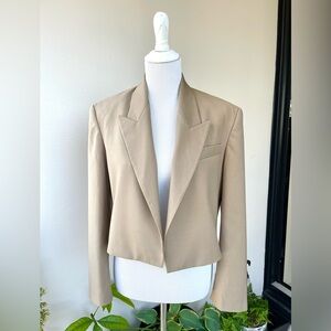 Zara Polished Oversized Cropped Blazer in Tan/ Camel/ Brown, US S
